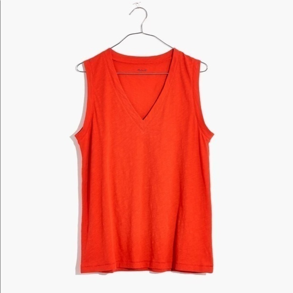 Madewell whisper cotton vneck himalayan orange tank top